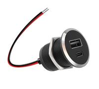 Obeaming Prise USB 12V Chargeur USB Camping-Car, Tout en Aluminium Double Port Prise USB C 24W PD3.0 et QC3.0 pour Bateau Marine Camion Caravane Véhicule (Petit 1)