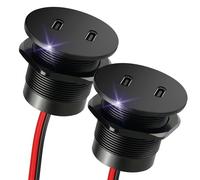 Obeaming Prise USB C 12V Chargeur Camping-Car, Tout en Aluminium Double USB C Port PD3.0 20W pour Voiture Bateau Marine Camion Caravane Véhicule, 2pcs