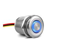 Obeaming Variateur d'intensité LED PWM 12V Dimmer Bouton-poussoir Trou de 22mm pour Camping-car Bateau Camion Van Remorque, 12V Lumières LED Dimmable, Incandescence, Ruban LED, Aluminium 6A Argent