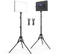 Obeamiu 2 Paquets d'éclairage pour la photographie avec Trépied 73'', panneau d'éclairage vidéo à leds 20W Lumière de studio intégrée 2*4000mAh 2500-8500K pour création de contenu/jeu en direct Zoom