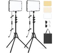 Obeamiu Lot de 2 lampes vidéo LED avec trépied de 160cm, éclairage de studio de photographie à intensité variable 2500-8500K pour l'enregistrement de portrait de collection/diffusion de jeux en direct
