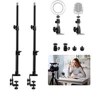 Obeamiu Lot de 2 Supports d'éclairage de Bureau à Pince en C avec tête sphérique de 6,35 mm et Adaptateur de Fixation Griffe