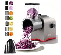 obecilc 7 en 1 avec moteur électrique 300 W Râpe à légumes multifonction pour fruits, plusieurs lames interchangeables et boîte de rangement pour traiter les pommes de terre entières