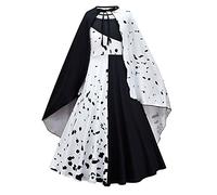 OBEEII 101 Dalmatiens Cruella De Vil Déguisement Enfant Fille Robe Manteau pour Halloween Cosplay Fête d'anniversaire Dress up Costume