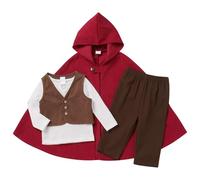 OBEEII Déguisement médiéval pour bébé, costume de porteur d'anneau, déguisement d'Halloween, costume de monde fantastique, cape avec capuche, cape pour première année avec veste supérieure, pantalons