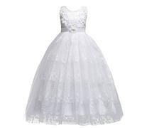 OBEEII Fille Robe d’été Robe Florale Longue Jupe Tutu Princesse sans Manche pour Première Communion Mariage Demoiselle d'honneur Fête Anniversaire Cérémonie Soirée Dance Prom Baptême 15-16 Ans