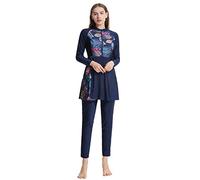 OBEEII Maillots de Bain Musulman Femmes à Couverture Complète Burkini Hijab Ensemble de Burkini Beachwear Protection Solaire 3 pièces Navy C XXXL