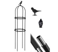 Obélisque de jardin 1,8 m 2,8 m 3. - Treillis en métal pour plantes grimpantes résistant aux intempéries, autonome, parfait pour les roses et les fleurs (couleur : noir)