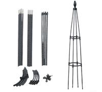Obélisque de jardin en fer revêtu de plastique, tour de 130 cm, support pour plantes grimpantes, vignes, roses, tomates, treillis en métal noir (bourgeon de fleur noir)