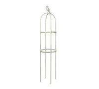 Obélisque de jardin en métal pour plantes grimpantes et fleurs grimpantes avec anneau de cage, décoration extérieure pour terrasse ou cour (noir 29 x 150 cm) (blanc 24 x 120 cm (P 24 x H 120 cm)