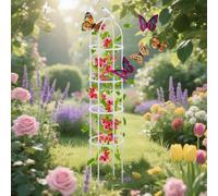 Obélisque pour Roses, Tuteur de Jardin Colonne Rosiers Support pour Plantes Grimpantes en Acier, Ø 20 25 28 32 36 40cm Métal Tour Fleurs pour Rosiers Vignes Glycine Décoration(White,D32xH85CM)