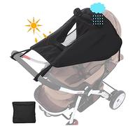 Obelle de soleils Pram avec visualisation respirante fenêtre Couverture de nuance de soleils de vent pour le parasol Universal Pram avec la fenêtre Blackout Black, parasols Sun Couvers