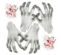 Obelunrp 2 Paires Halloween Skeleton Hands 5x9 réaliste Grandeur Vie en Plastique coupé de Fausses Mains pour Les Accessoires d'halloween effrayants décorations de Maison hantée, Squelette
