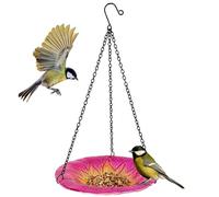 Obelunrp Baignoire d'oiseaux Suspendue, Bain d'oiseau en Verre de 8 Pouces avec Crochet de chaîne, Forme Fleur extérieure, Portable pour Le Patio Jardin Jardin extérieur, Verre, Suspendu
