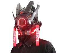 Obelunrp Cyber Casque LED Visible Cyber Masque Futuriste Sci-Fi Techwear Anti-buée Punk Masque Taille Unique pour Festival de Musique, Cosplay, Halloween, Fête, Décors de Noël