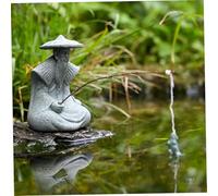 Obelunrp Décor Japonais, Figurines de pêche assises en résine Vintage pour Aquarium, bonsaï, Jardin Zen, Aquarium, Micro-Paysage, Table, Ornements de Jardin