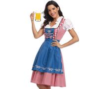 Obelunrp Dirndl Robes Femmes Vintage Ruffled Edge V-Neck Tenue allemande Femmes Costume de bière de bière respirante Classic Tradition