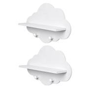 Obelunrp Étagères de pépinière en Nuage, 2pcs 13,6 Pouces étagère Flottante nuageuse en Bois avec 2 Crochets, étagère de Nuages muraux pour Enfants décoration de Rangement de Salle de pépinière