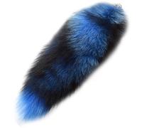 Obelunrp FAUX FOX TAIL, 40 cm / 15,7 pouces du clés de trousseau de la queue de renard moelleux, sac suspendu à charme suspendu, décoration de queue Therian pour sac à dos de sac à main (bleu)