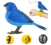 Obelunrp Faux Oiseaux 5, 3x3, 5 Pouces Sound and Motion Activés d'oiseaux chantants avec Souris Mobile et Batterie de Simulation à la tête Jouet Oiseau pour Enfants