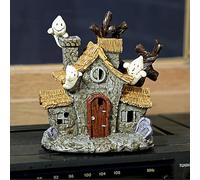 Obelunrp Figurines de Maison hantée, 5, 3 Pouces de résine Lumineuse Halloween Village House Statues, décoration hantée Table décorative pour Bureau à Domicile