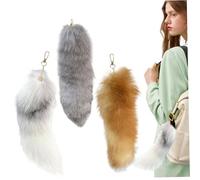 Obelunrp Fox Tail Keynchain, 3pcs 40cm / 16 pouces à fourrure, queue thérienne, la queue de renard moelleuse pour le sac à dos de sac à main
