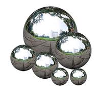Obelunrp Gazing Balls, 6pcs Miroir en Acier Inoxydable Boules Creux polies, étang Flottant Gazing sans Couture, sphère réfléchissante du Paysage du Jardin pour décoration de Jardin étang de Jardin