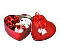 Obelunrp Je t'aime Cadeaux pour sa Valentin Romantique Ours avec Une boîte Cadeau Rose Artificielle Mignon Rose Ours Box pour Son Anniversaire Cadeau de la Saint-Valentin Rouge, Saint-Valentin