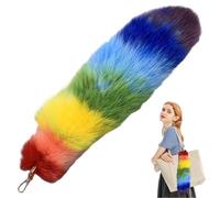 Obelunrp Keychain Fox Tail, 15, 8 pouces arc-en-ciel en fausse fourrure.