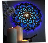 Obelunrp Lampe Murale Mandala, 11,8 Pouces de Sculpture en Bois Mandala Atmosphère Lumière de Nuit, USB Charge Yoga Room Decorative Hanging Light Decor for Bedroom Nursery Room Decoration