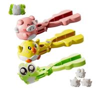 Obelunrp Machine à Boules de Neige 3 pièces, Jouets de Neige en Plastique pour Enfants, Poulet, Grenouille, Petit Cochon en Forme Boule d'hiver pour Enfants, Pince pour l'extérieur, décoration d'h