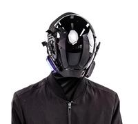 Obelunrp Masque cyberpunk, masque punk gothique avec lumière LED, masque futuriste, casque cyberpunk pour accessoires de cosplay d'Halloween