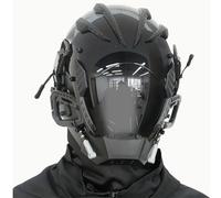 Obelunrp Masque LED Cyber Helmet Techwear Futuristic Gothic Accessoire Costumes Halloween, Cosplay Punk