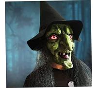 Obelunrp Masques de sorcières d'Halloween pour adultes, vieux masque de sorcière aux cheveux longs et capot Halloween Latex Clown masque pour adultes pour les décorations costumes fête, décor Noël