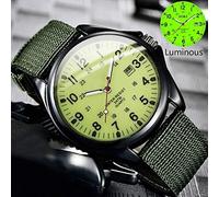 Obelunrp Montres masculines, Montre Masculine Unisexe avec Affichage de datte et Sangle en Nylon, Glow in The Dark Sport Quartz Watch pour