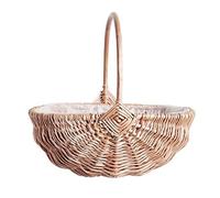 Obelunrp Panier en Osier avec poignée, Panier de Fleurs 12,2 Pouces rotin de Panier de Fleurs de Mariage Panier à Main