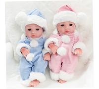 Obelunrp Réaliste réaliste bébé Vinyle Doux 25cm Charmant garçon Mignon Fille Enfant pour Tout-Petit Sons de Mannequin 2pcs, décor de Noël
