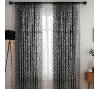 Obelunrp Rideaux en Dentelle Noire 2 Panneau 59 x 79 Rideaux en Dentelle Country Vintage Floral élégant filtrage de filtrage pour Le Salon, la Salle à Manger et la Chambre
