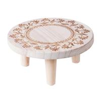 Obelunrp Rison en bois, tabouret de plante, 6,3x3,2 Rouser Round Plant Riser Modèle de fleurs en bois, petit tabouret en bois décoratif pour jardin de patio de maison de bureau, colonne montante