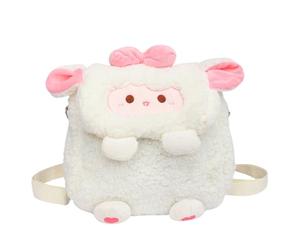 Obelunrp Sac à dos pour tout-petits, 9, 4 x 8, 7 pouces, joli sac à dos en peluche d'agneau, mini main en mouton Kawaii pour enfants de 2 6 ans (blanc)