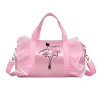 Obelunrp Sac de Ballet pour Filles avec Gaze 12x7x7 Pouces Sac à Motif de Danseuse Ballet avec fourre-Tout et Sangle réglable Fermeture à glissière capacité Danse avec étiquette Nominative, Décorati