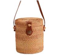 Obelunrp Sac de paille pour femmes STRAP PU SEUL SAPHE SAG TEMPS SALLE CAST CASSET WOVISS avec boucle et doublure portable Crossbody for Beach Voyage Holiday, seau, 5.1x5.1x5.5in, décor de Noël