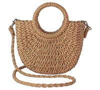 Obelunrp Sacs à main de paille pour femmes, sac à main de plage paille minimaliste, handle bandoulière tissé pour plage, piscine, shopping, rencontres, café, sacs poignée supérieure