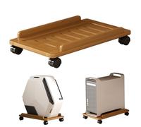 Obelunrp Stand de Tour d'ordinateur, Support de surbout sur PC Mobile en Bambou Naturel avec Roue, Plateau imprimante 3D ventilé Creux pour Bureau à Domicile pour Tapis pour Tapis