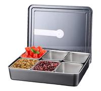 Obelunrp Station de garniture à pizza, 6 grilles Station de condiments en acier inoxydable, boîte d'assaisonnement amovible avec couvercles et cuillères pour cafétéria, hôtel, cuisine, condiments