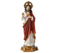 Obelunrp Statue catholique Sacré-Cœur de Jésus, Statue de résine 9 Pouces Jésus, Style la Renaissance Inspirational Indoor Christmas Home Decor, Figurine