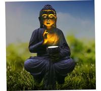 Obelunrp Statue de Bouddha Garden extérieur Statues de Bouddha Statues Jardin Zen avec lumières solaires, Ornements solaires pour la Maison spirituelle méditation Feng Shui décoration 2, Ornements po