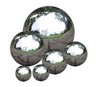 Obelunrp Statues de Jardin, baule à Regard en Acier Inoxydable Miroir de Globe en Acier Inoxydable Miroir polir Boule de Jardin réfléchissant 6 pcs Style 1, Boule Creux