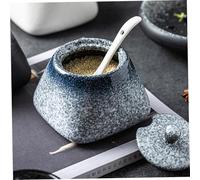 Obelunrp Sugar Bowl avec couvercle et cuillère, 430 ml de sucre en céramique, récipient en pot de sel japonais pour barre café, comptoir, décor cuisine
