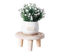 Obelunrp Support de plante en bois, 6,3x3,2 pouces en bois Rouser de plantes rondes, tabouret de petite plante décoratif, étagère de fleurs pour plantes extérieures intérieures